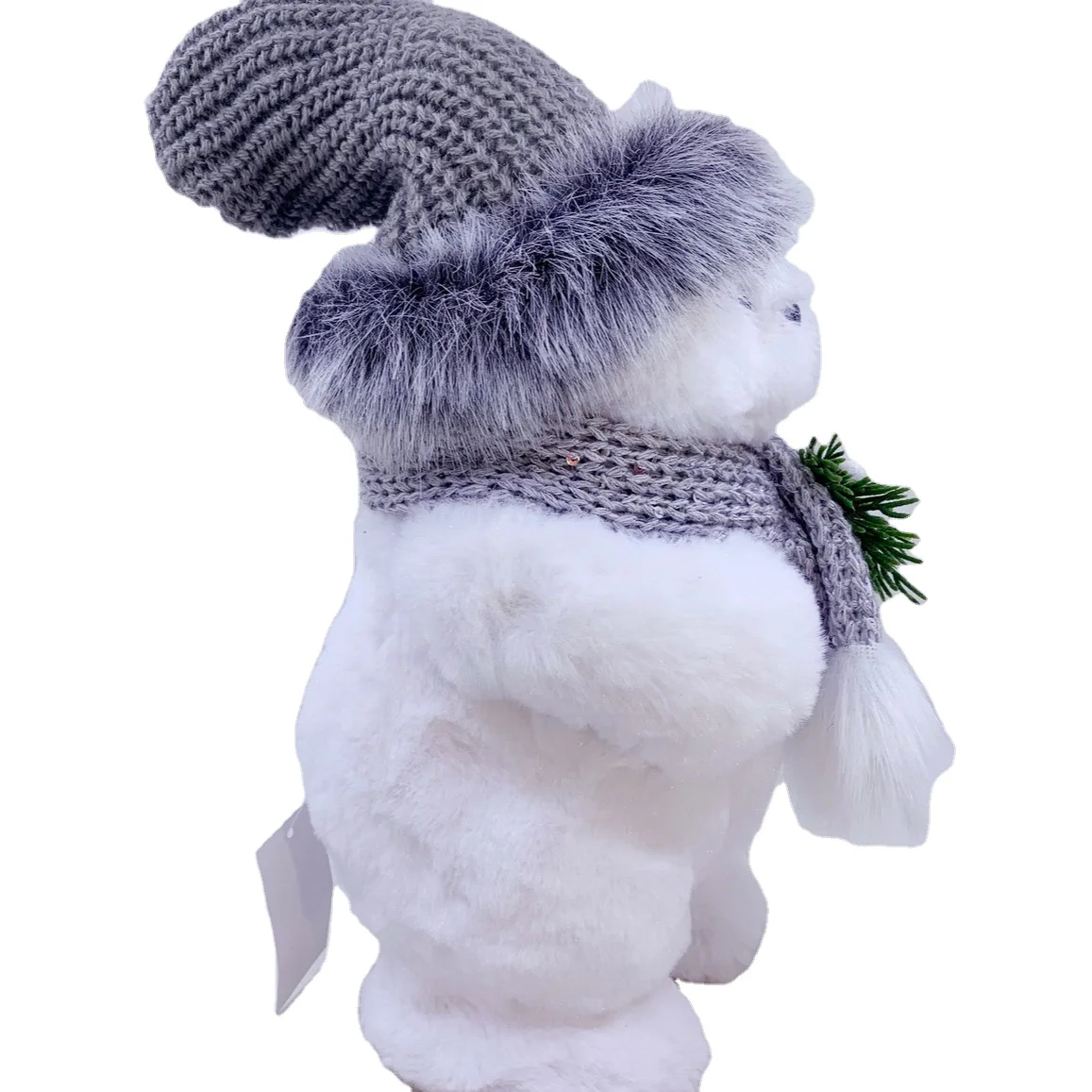 2021 hot sale animal artificial white plush finishing bear standing bear grey hat grey scarf plastic decoration