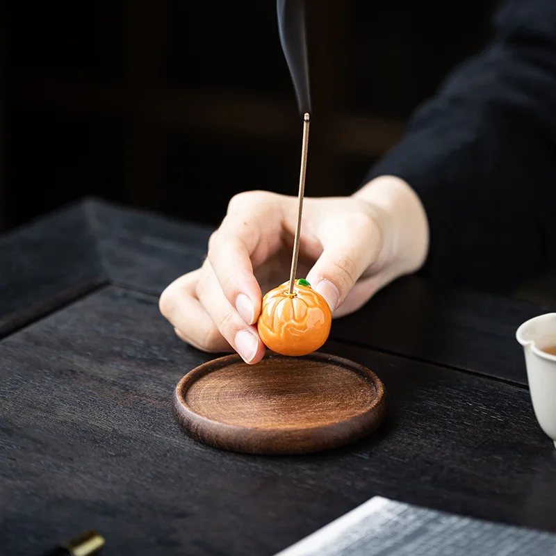 Creative Ceramic Line Incense Burner Home Fruit Persimmon Incenses Rest Indoor Tea Room Cartoon Incense Holder