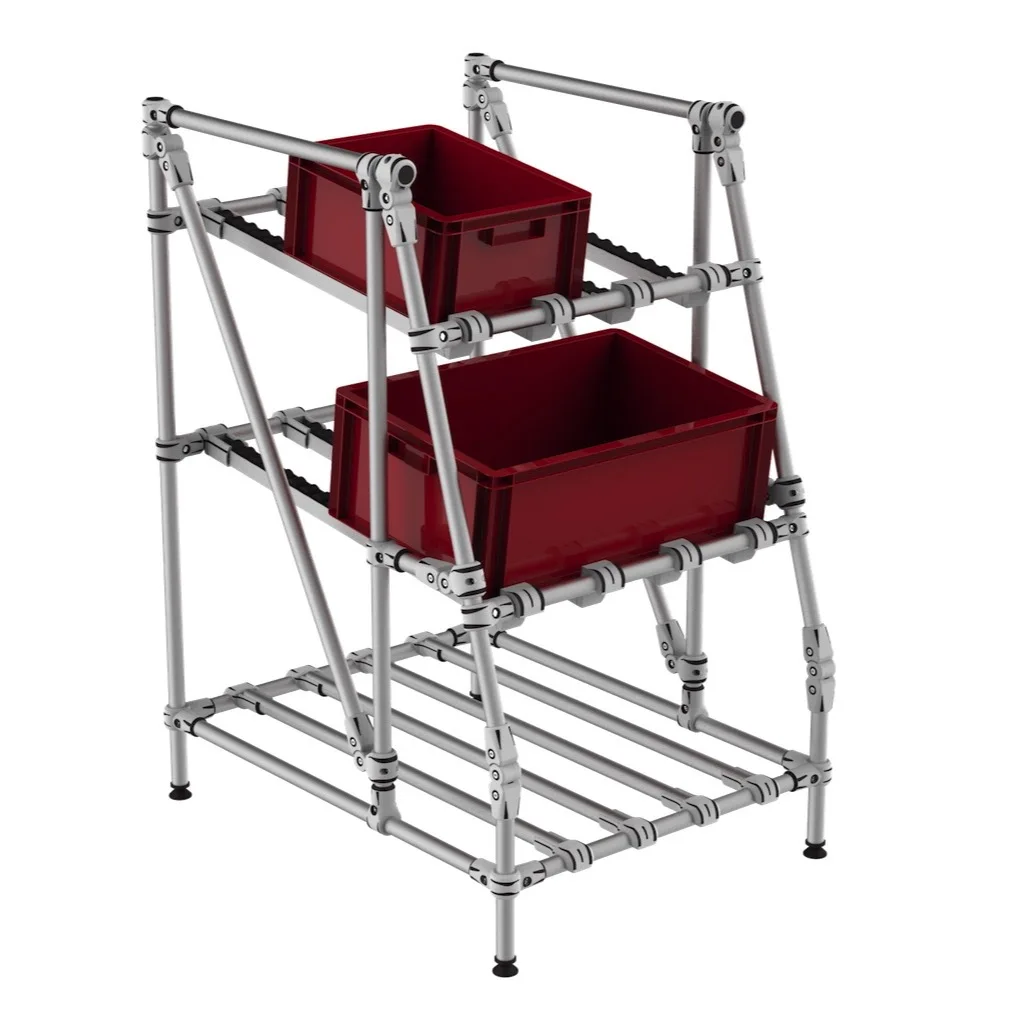 
Oemodm Lean Management Products FIFO KLT tilt rack Frontal loading line rack Ergonomic picking Flowrack with low level storage 