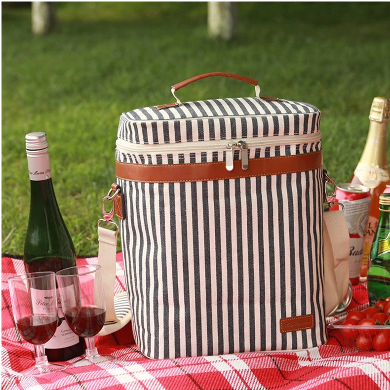Insulated 1 2 3 4 6 Bottle Thermal Canvas Wine  Carrier Tote Bags Reusable Gift Wine Cooler Bag