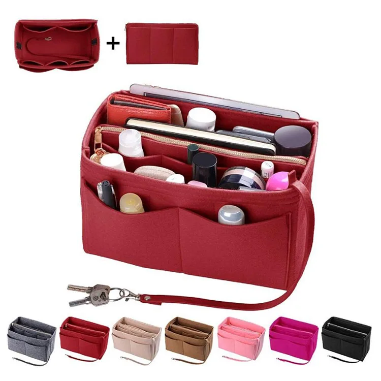 customization felt handbag organizer luxury purse hanging bag insert travel cosmetic bags bag inserter machine