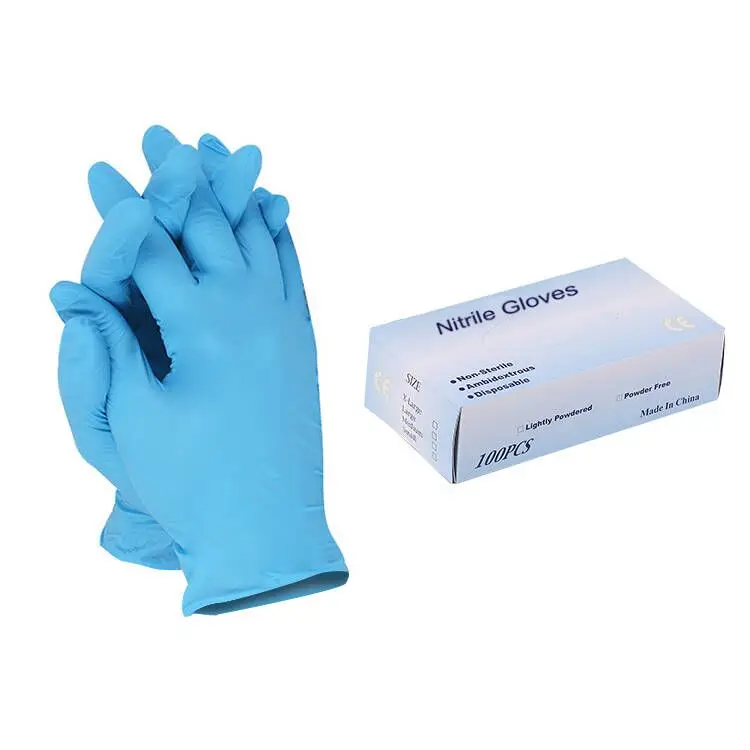 100pcs per Box One-time Use In Stock Factory Hot Sale CE 388 Disposable Blue or Black  Nitrile Gloves for Daily use