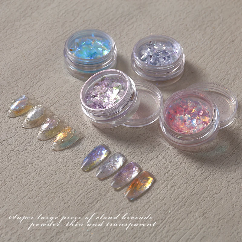 Ice Crystal Opal Sequins Nails Flakes Aurora Chameleon Pigment Chrome Glitter Powder