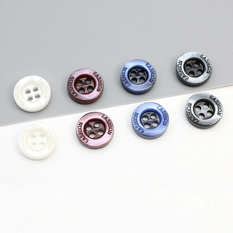Wholesale Customized Engraved Fashion Resin Buttons Round 4 Hole Broadside Button for Shirt