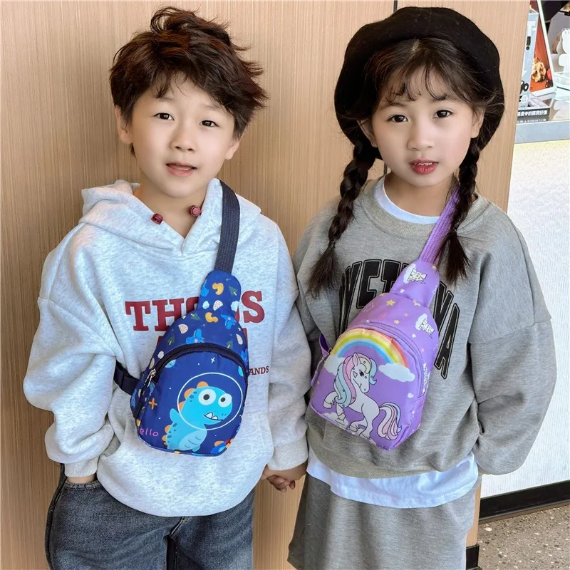 Kindergarten Boy and Girl Baby Messenger Bag Cute Little Dinosaur Coin Purse Cartoon Unicorn Chest