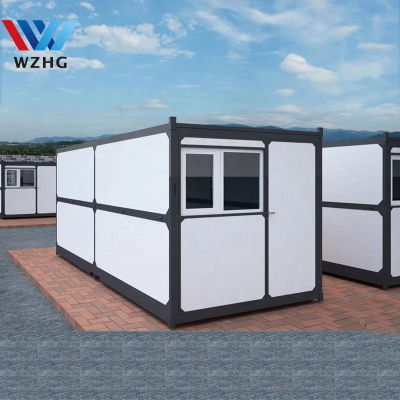Prefabricated container collapsible folding houses come with septic hook up insulation heating electric ships from wzh
