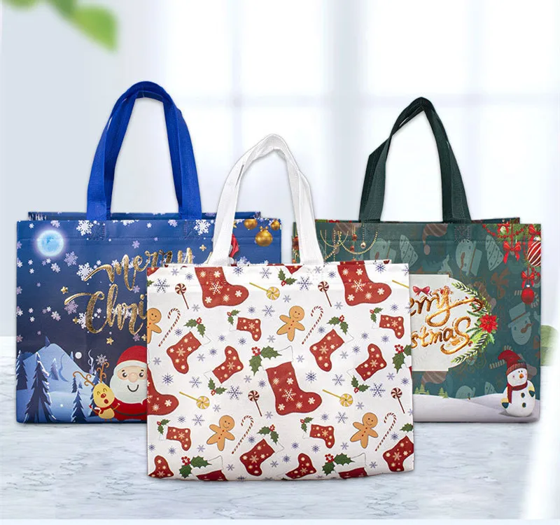 Custom Reusable Tote Bags Kitchen Dining Food Containers Non-woven Fabric Gift Shopping Grocery Bags with Handles