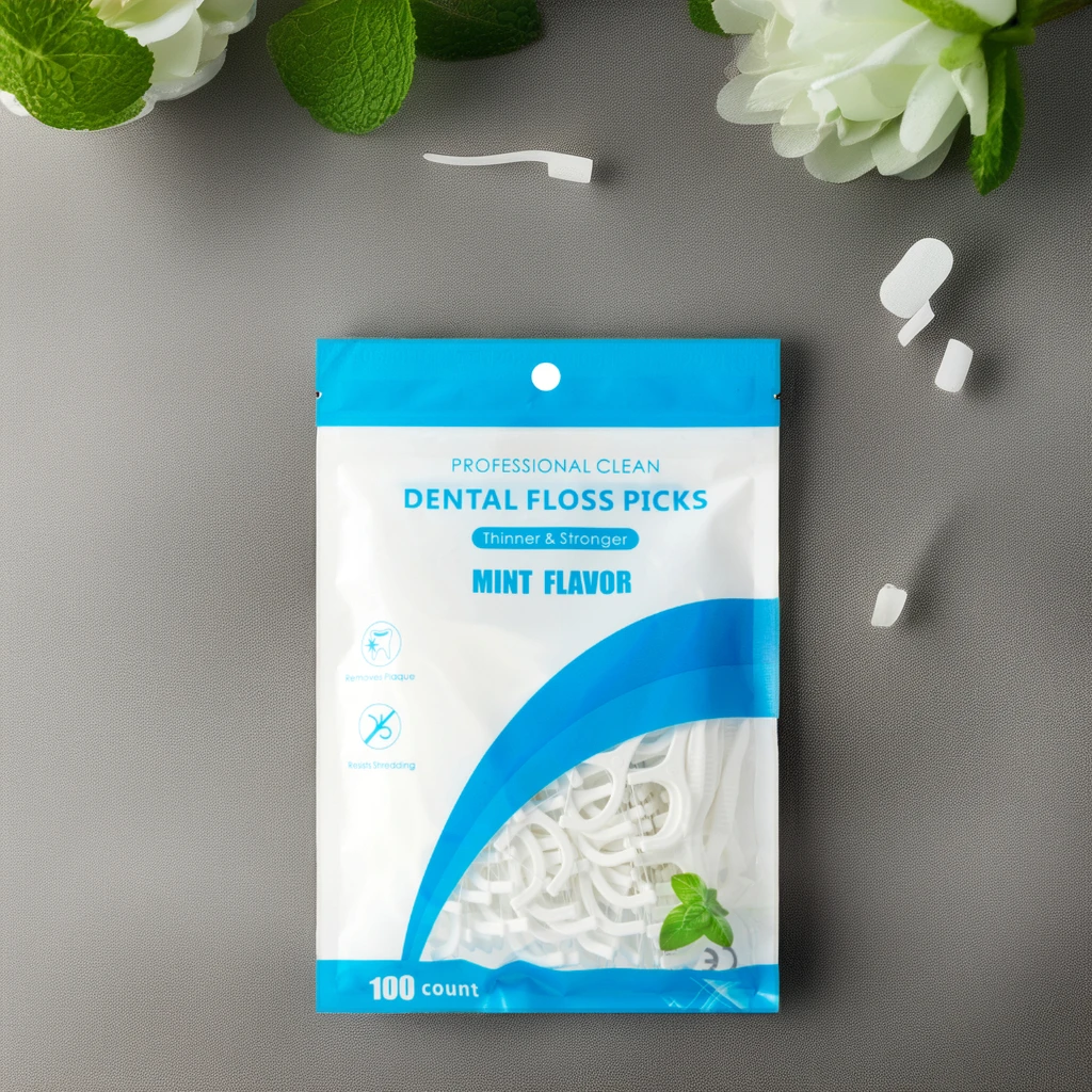 Mint Flavor  Dental Floss Pick Teeth Toothpicks Flossing 100 Count Flossers