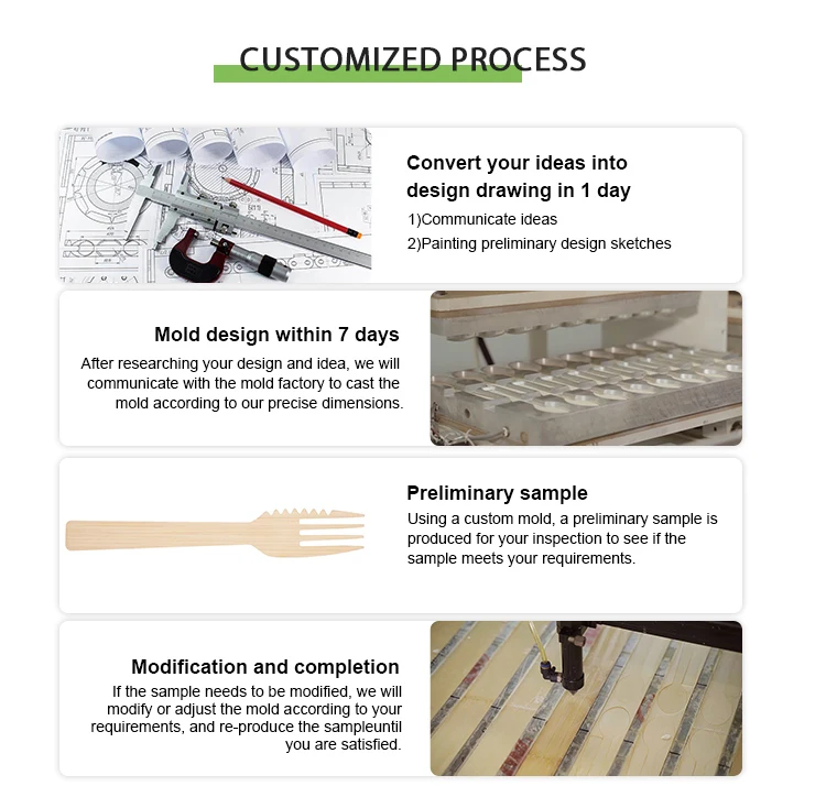 Customized Disposable Bamboo Cutlery Takeaway Tableware Package Bamboo Knife Fork Spoon Set