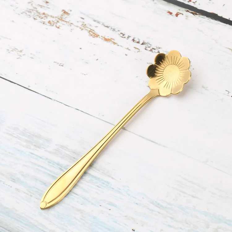 Fashionable mixing spoon stainless steel gold tea spoon drink coffee spoon