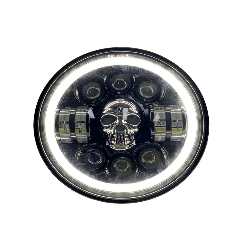 accessories angel eyes high quality fashion skull head 48w IP68 waterproof 7inch led headlight for jeep