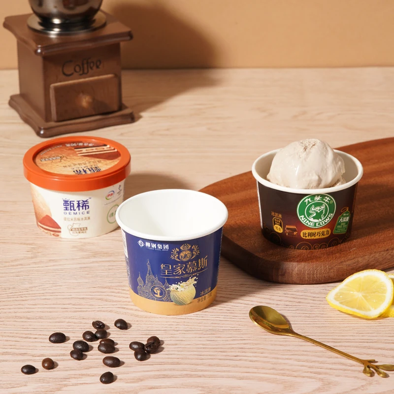 OEM Wholesale Food Grade Recycled 4oz 100ml Custom plastic IML cup ice cream cups with lid and spoon