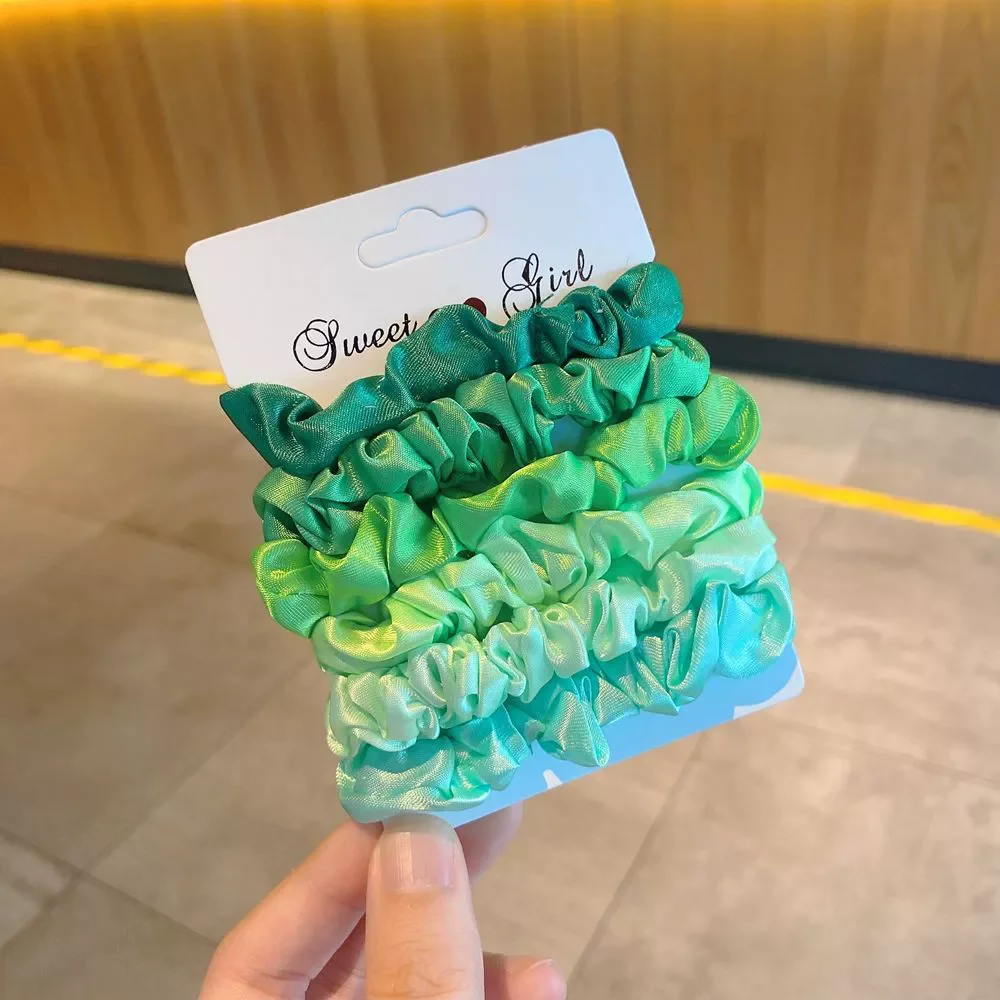 Custom Design Pure Color Fabric Satin Elastic Hairband Accessories Elegant Set Silk Scrunchie ties For Women