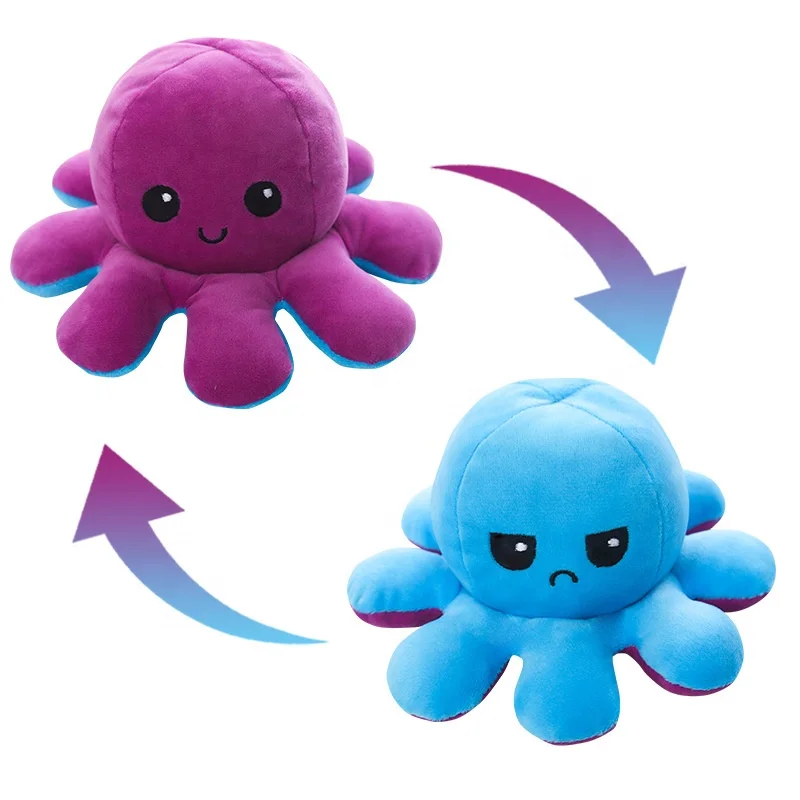 USMILEPET Pet Plush Toy Octopus Doll Plush Toy Flip Octopus Toys Reversible Two Expression Squid Cute Nibbling Company