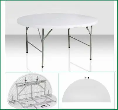 Пластиковый белый складной круглый обеденный стол для свадебной вечеринки, праздника, банкета