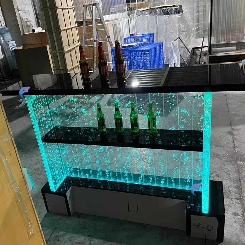 Front Desk Glow Furniture Acrylic Table Top LED Multi-color Bar Table Plastic RGB LED Light Modern Commercial Furniture