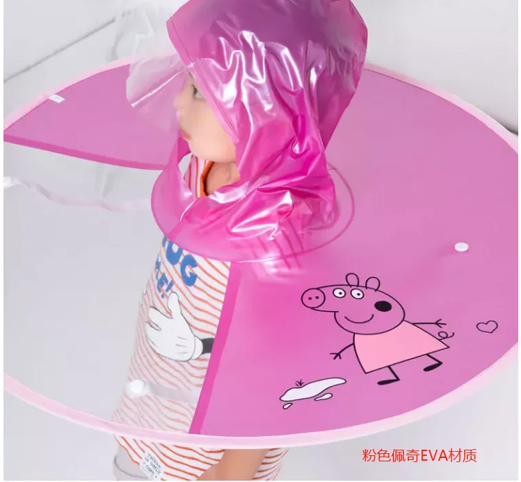 KM OEM Creative Children Rain Hat Foldable Upper Raincoat Hanging Umbrella Hat for children