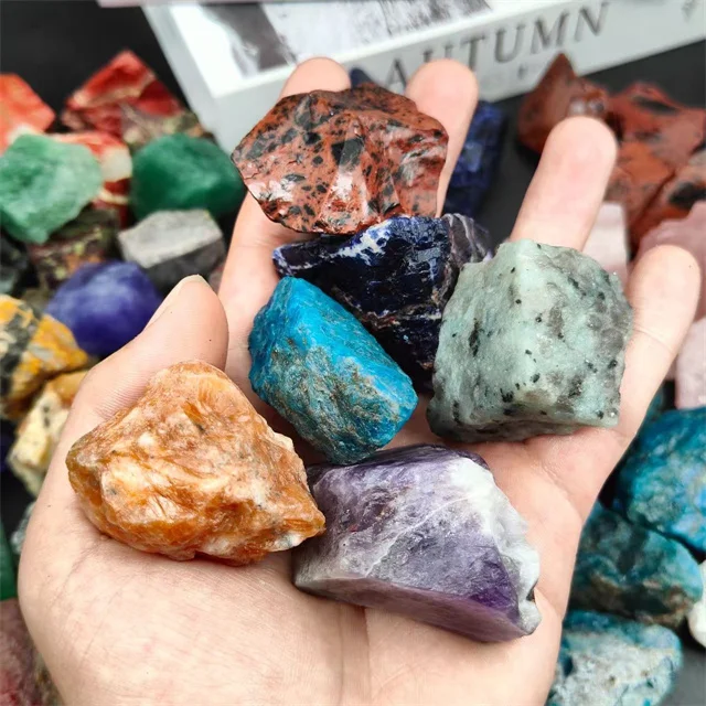 Wholesale crystal spiritual raw crystal stones natural multi color mix quartz crystal rough stone for Decor