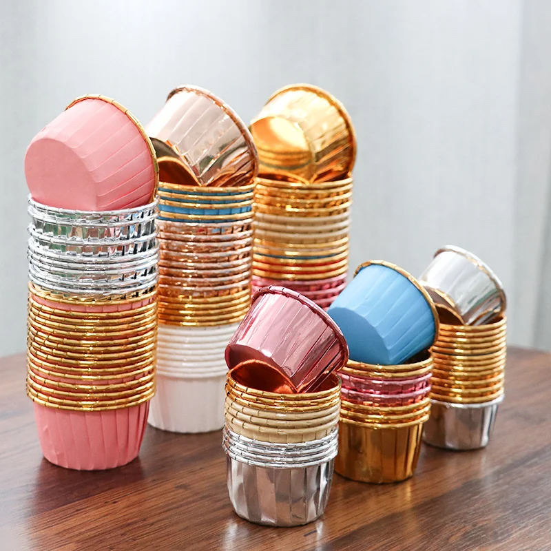 thick gold and silver Custom printed ice cream paper cup cake cupcakes baking disposable bake mold paper cup