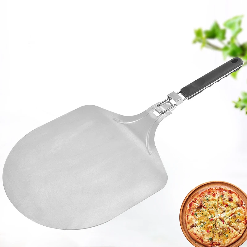 Manjia Outdoor Picnic Gadgets Stainless Steel Pizza Peel Oven Grilling Pizza Bread Baking 12 Inch Foldable Pizza Paddle