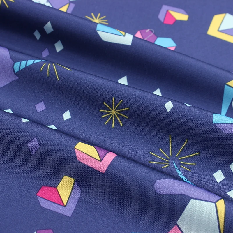 
ripstop polyester pongee fabric unicorn pattern 