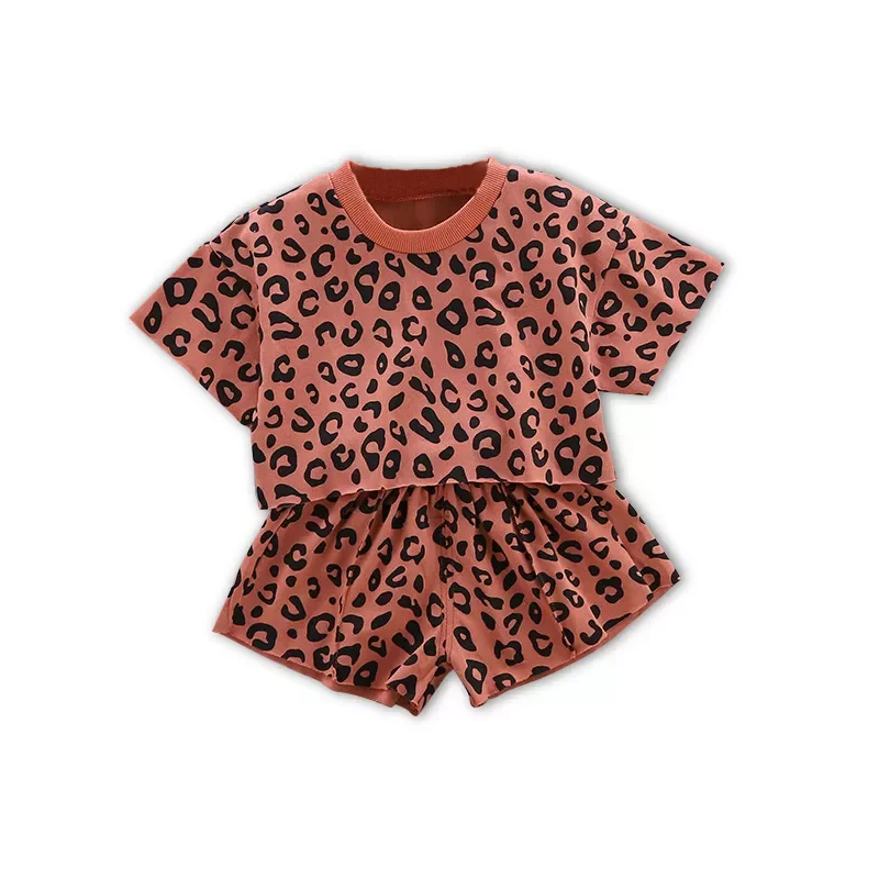 2PCS Newborn Baby Girl Clothes Long sleeve O neck top+Pants summer leopard print Outfits