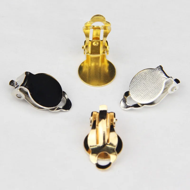 200pcs/bag Metal Clip On Earring Finding fit Silicone10mm Pad Frog Ear Parts Jewelry Non Pierced Earrings clips