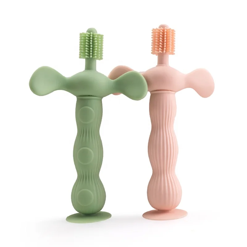 Eco Friendly Soft Bristle Newborns Toddler 360 Degree Teeth Cleaning Finger Silicone Baby Toothbrush