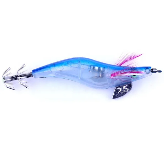 10cm 12.5g 6 Colors LED Electronic Luminous Shrimp Lure 4 Inch Night Fishing Wood Squid Jig LED Light Squid Jigs Lures