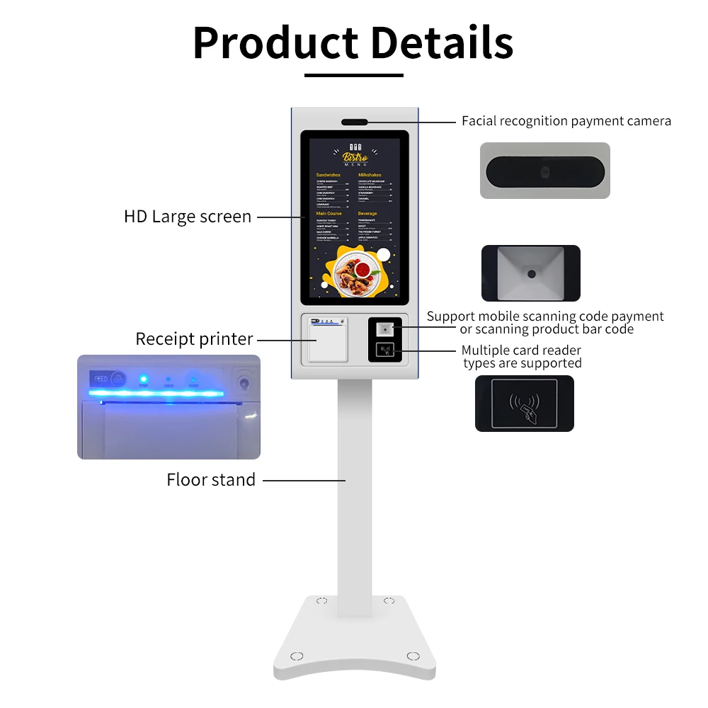 Kfcs restaurants Fast Food 24 27 32 Inches Pos Self Ordering Checkout Machine Service touch screen Payment Order Kiosk