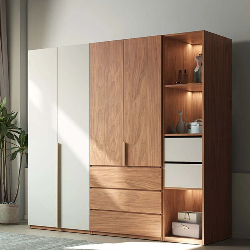 Brown Modern Mdf Melamine Open System Inside Cabinet Designs Furnitures White Sets Woden Sample Bedroom Modular Wardrobe