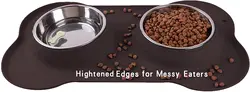 Pet Dog Bowls 2 Stainless Steel Dog Bowl with No Spill Non-Skid Silicone Mat Pet Food Scoop Water and Food Feeder Bowls