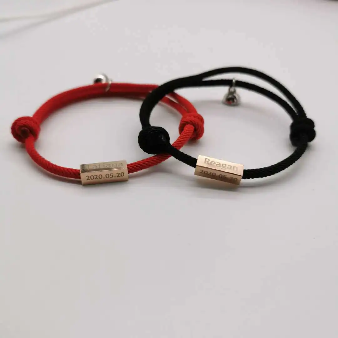 Paro Bracelet dropshipping Custom Name Laser Engraved Message Women Minimalist Love anniversary gift Couple Magnetic Bracelet