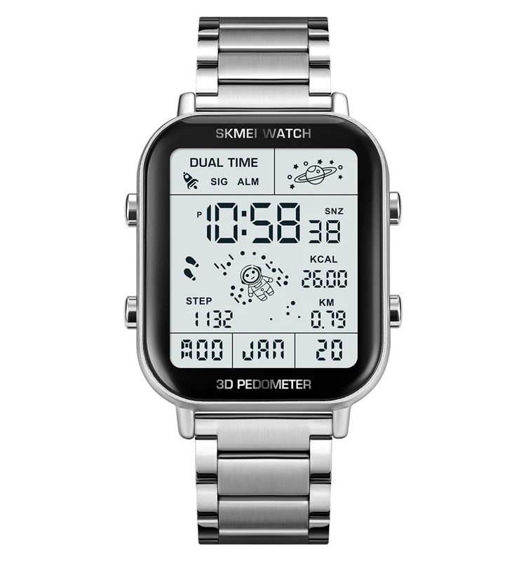 SKMEI 1888 Casual Square Sports Watch Fashion Vintage LED Wristwatch Luminous Smart Business Sports Watch Electronic