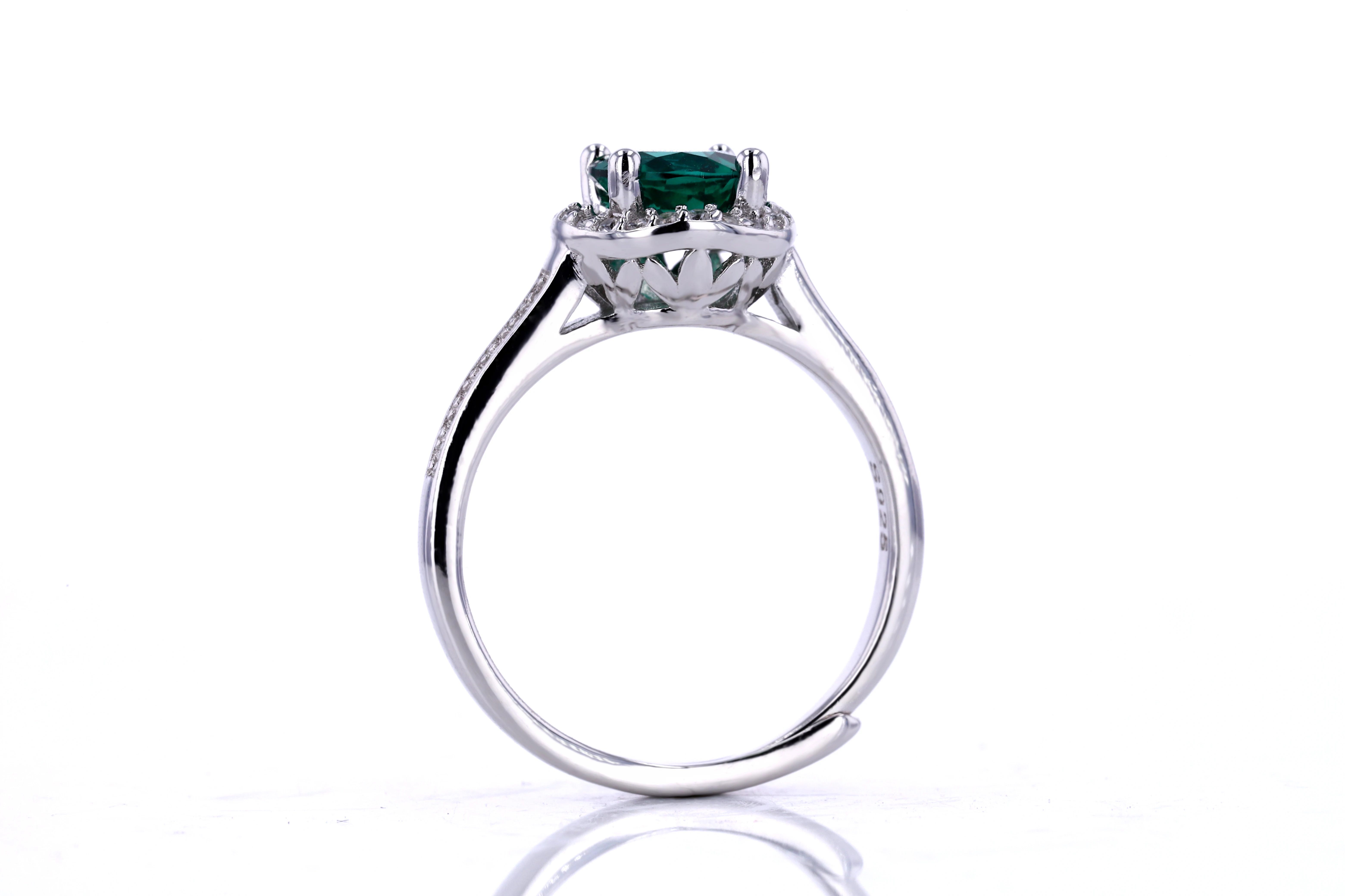 starsgem sterling silver rings 6.5mm round shape lab grown emerald silver plated engagement rings