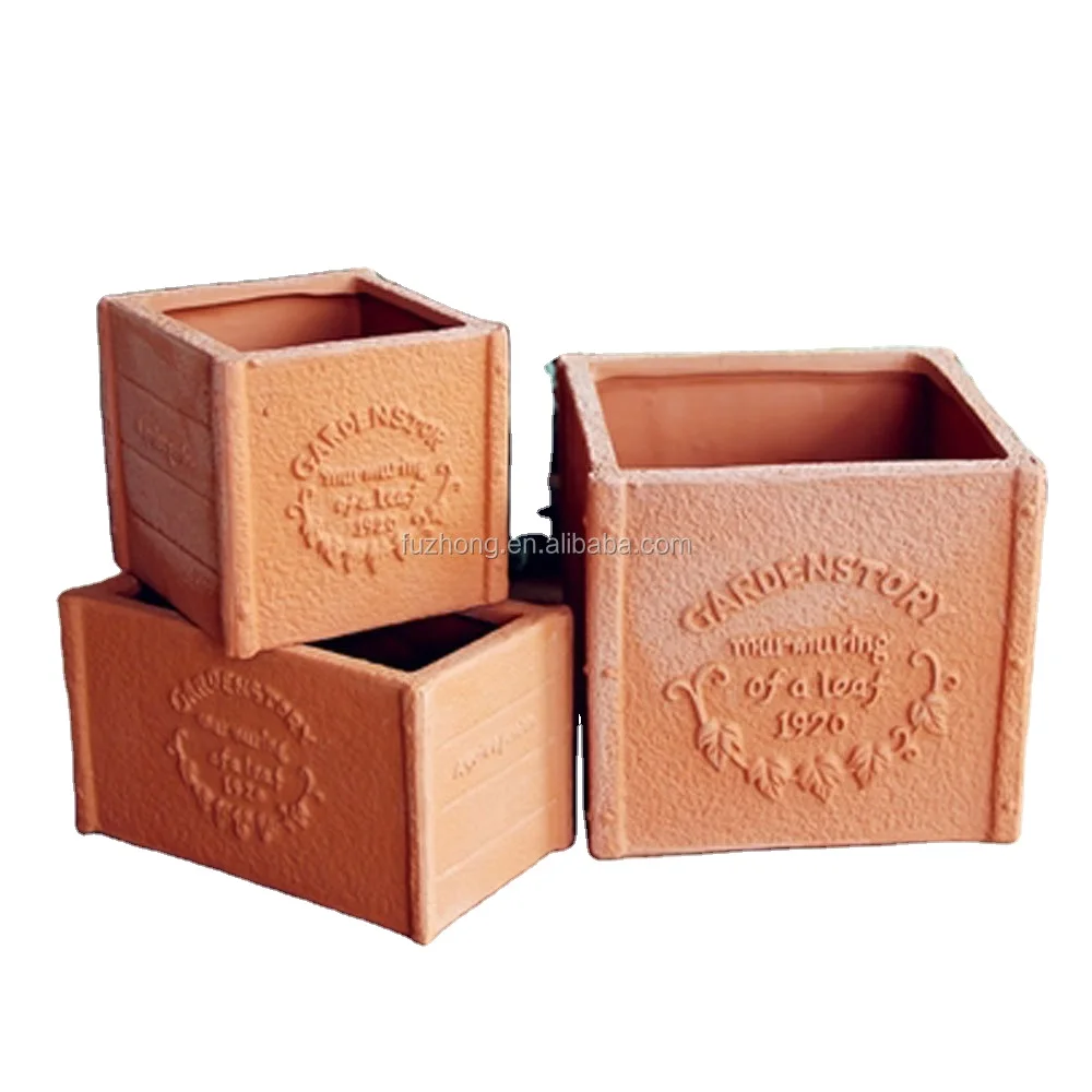 Clay garden square planter Outdoor Clay  Plant Pots
