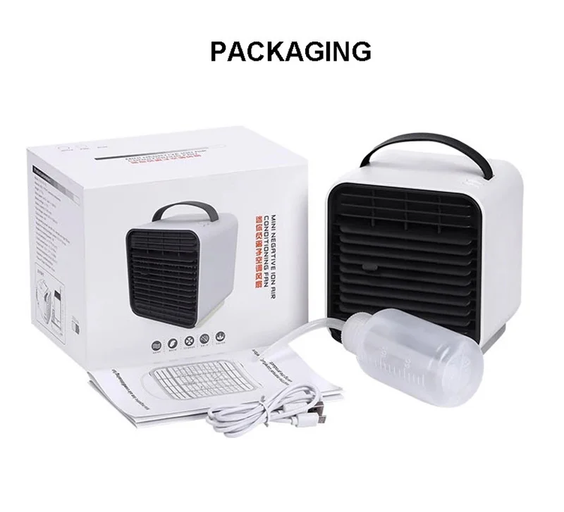  2000mAh 150ml Negative Ion Air Purifying Humidifying Fan Mini Portable Cooler with Night