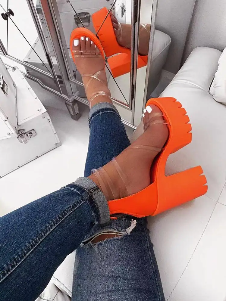 2022 Dropshipping Hot sale fashion summer chunky platform high-heel cheap shoes sandals for women
