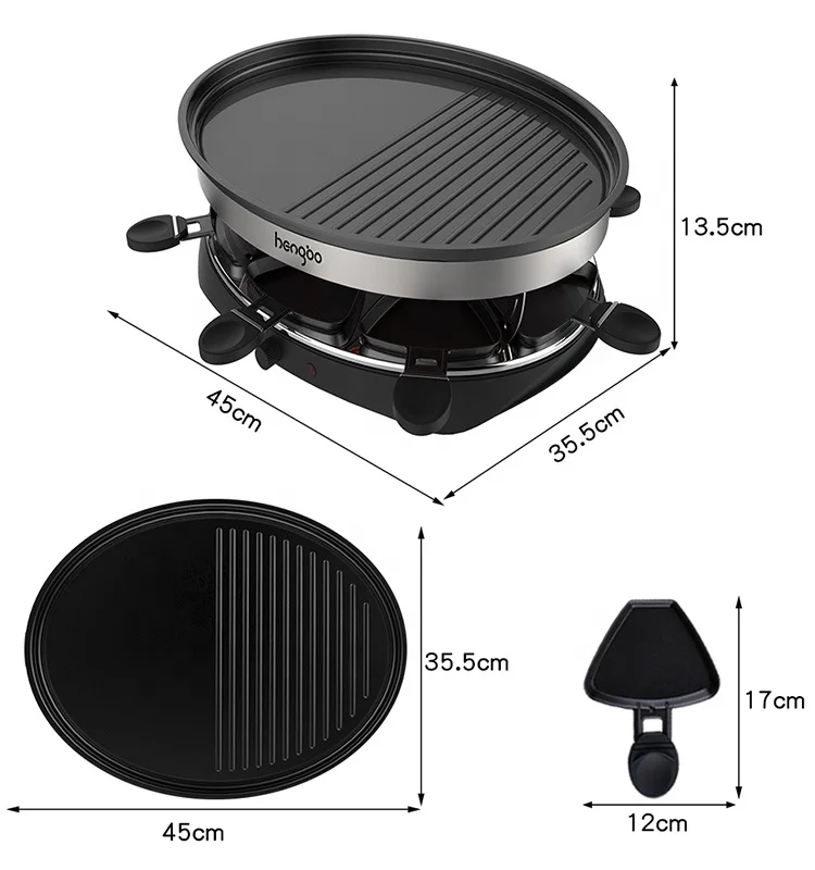 Round Shape Raclette Grill Smokeless Indoor BBQ Korean Style  Electric Grill Non-Stick Griddle