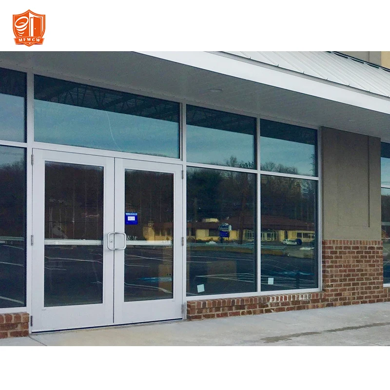 Wholesale Glass Shop Door With Door Closer Windproof Commercial Entry Door
