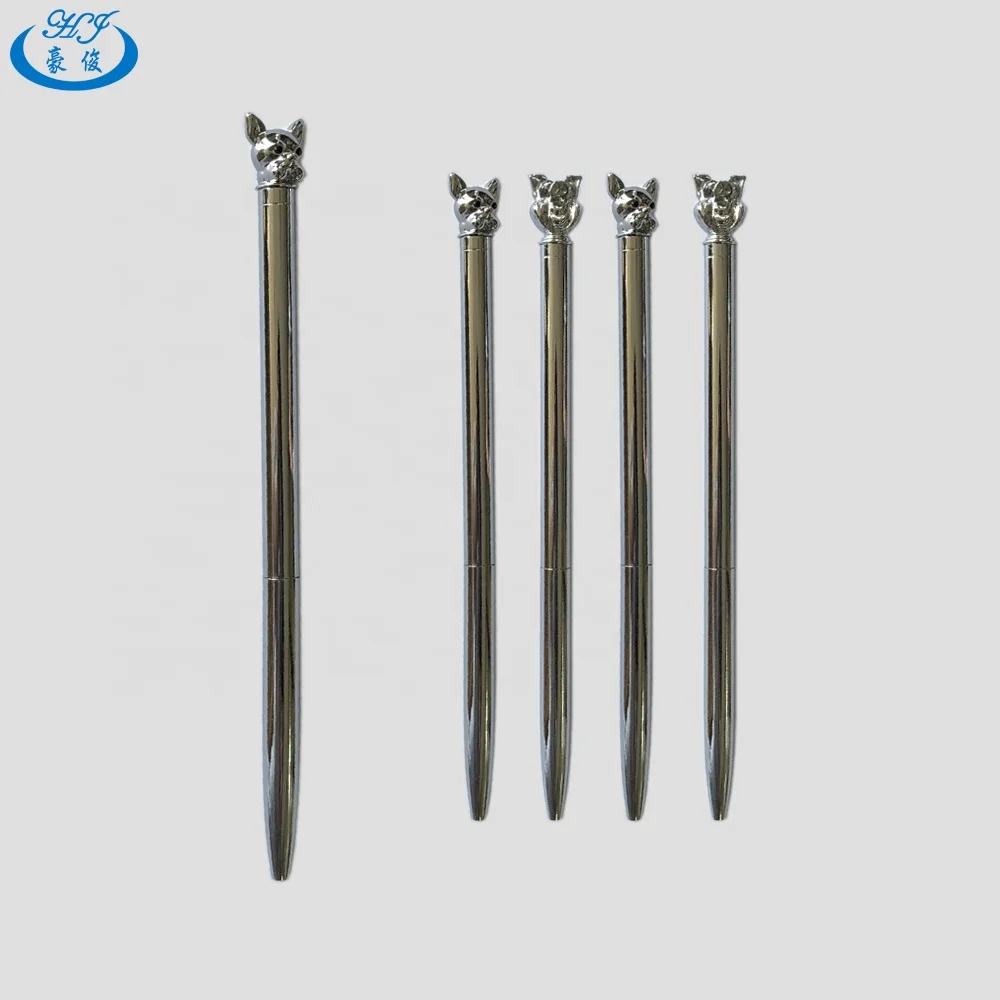 
High Quality Electroplated Chrome Finish Animal Head Metal Ballpoint Pen 