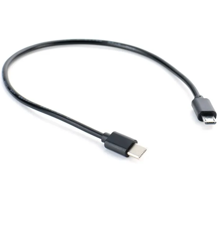 Wholesale Black 30cm Basics USB 3.1 Type C to Micro B 2.0 Short OTG Charger Cable For Mobile Phones