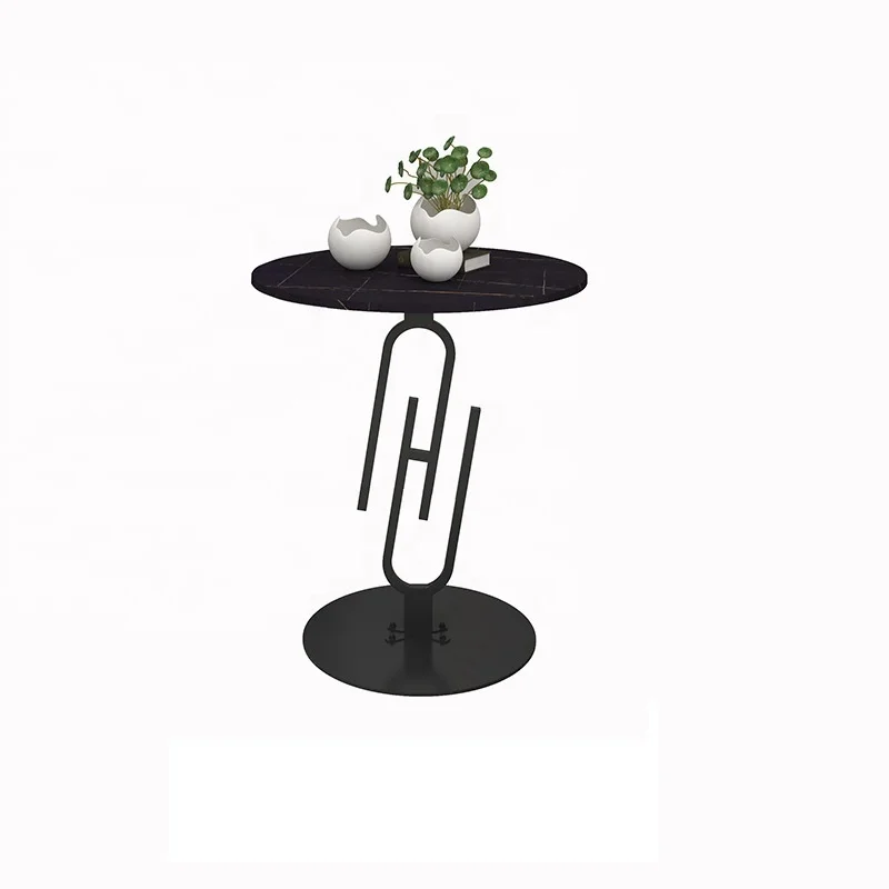 
Bed Side Stone Table with Metal Base Nordic Living Room Coffee Tea Table 