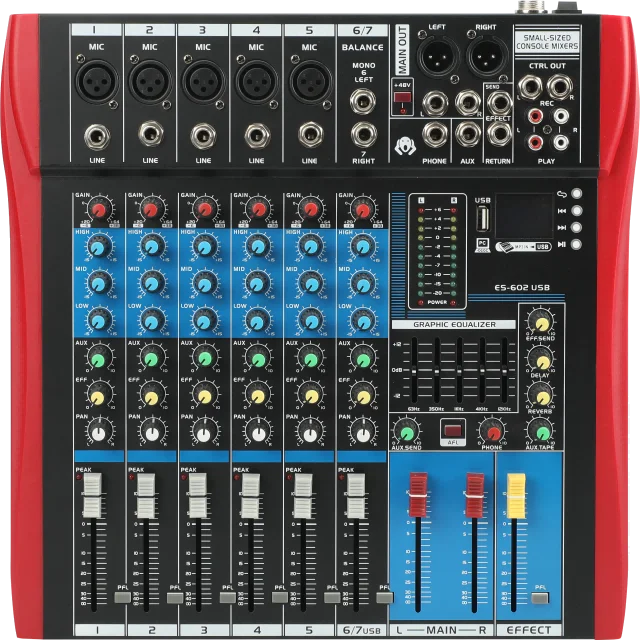 TEBO 6 channels audio mixer professional USB DJ mixing console blueteeht for perform