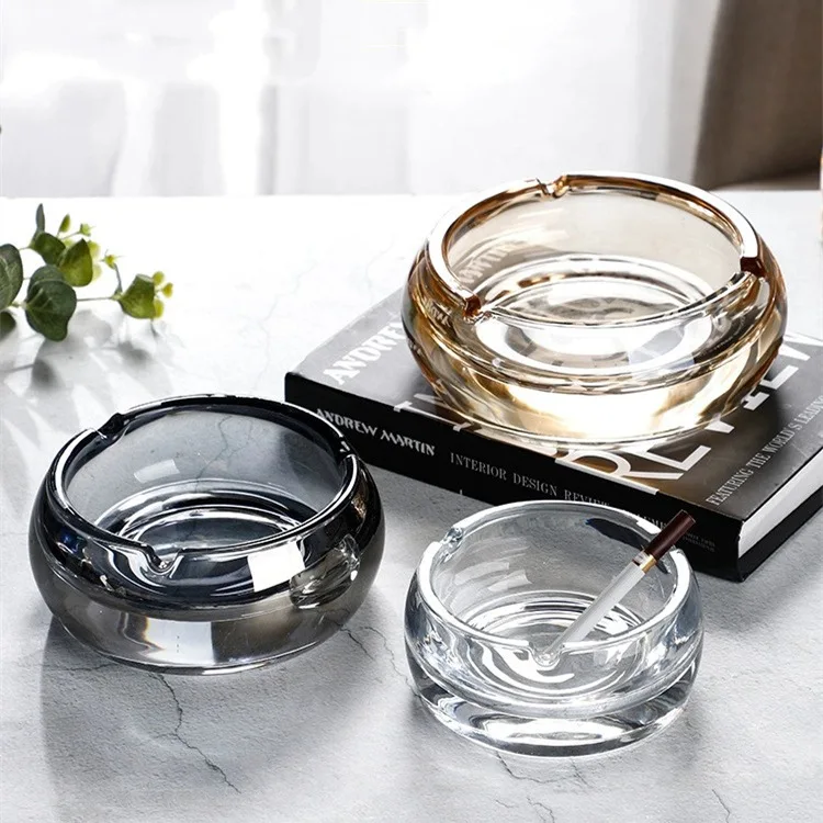 China wholesale hotel round clear glass ashtray for smoking