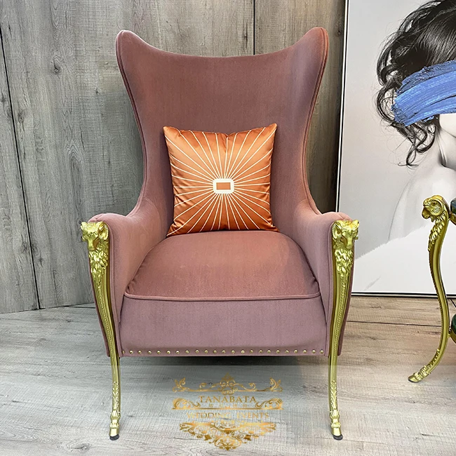 
luxury hotel living room velvet high back lounge chair modern leisure chairs 