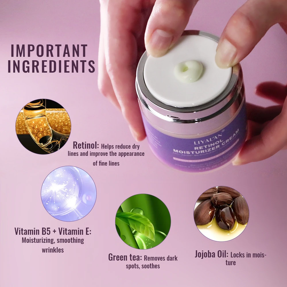 Wholesale OEM Vitamin A Face Cream Anti Aging Wrinkle Whitening Day Night Hyaluronic Acid Collagen Retinol Cream