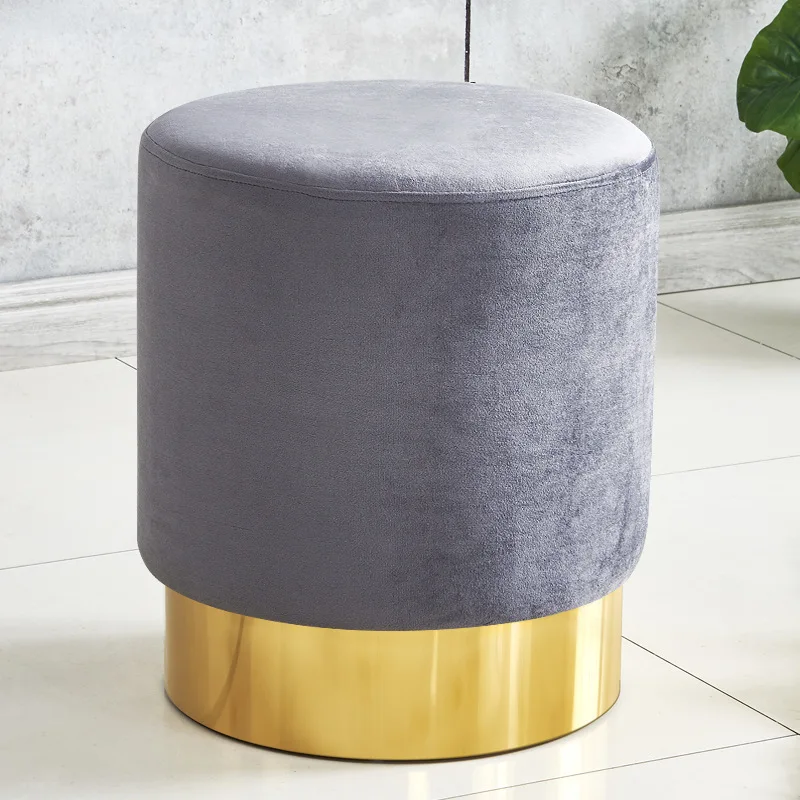 Modern Designs Side Stool Furniture Round Footrest Stool Soft Fabric Moroccan Pouf Ottoman