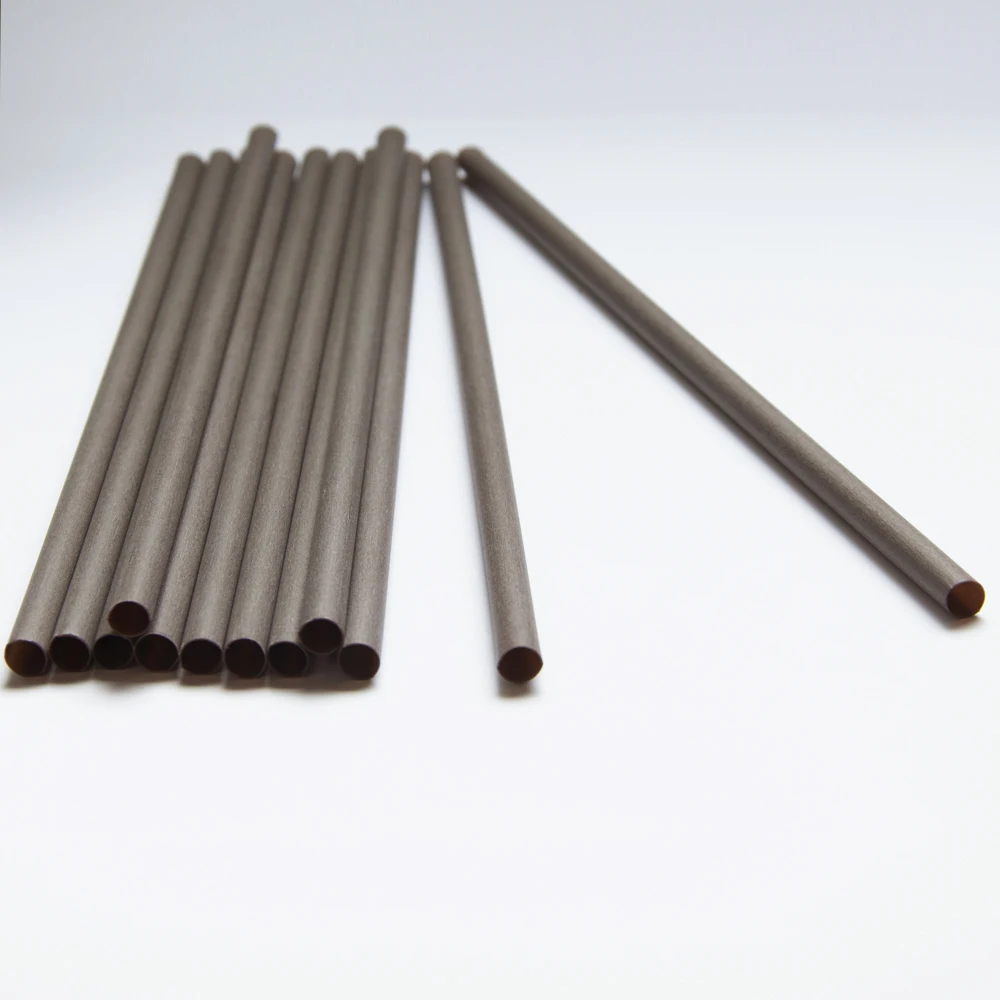 Custom Logo Coffee Ground Straws Individually Wrapped Disposable Biodegradable Drinking Straws 9 inch reusable black straws