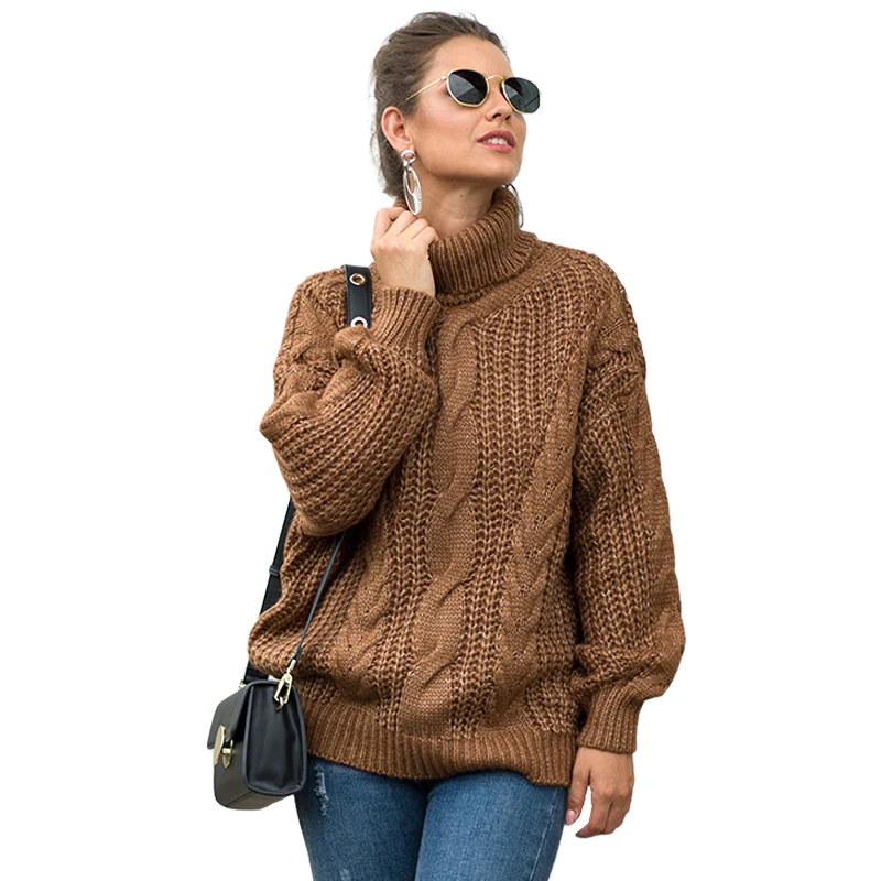 Женская одежда оптом на заказ на осень и зиму Лидер продаж на amazon дешевый вязаный свитер большого размера водолазка женские свитера (62202204696)